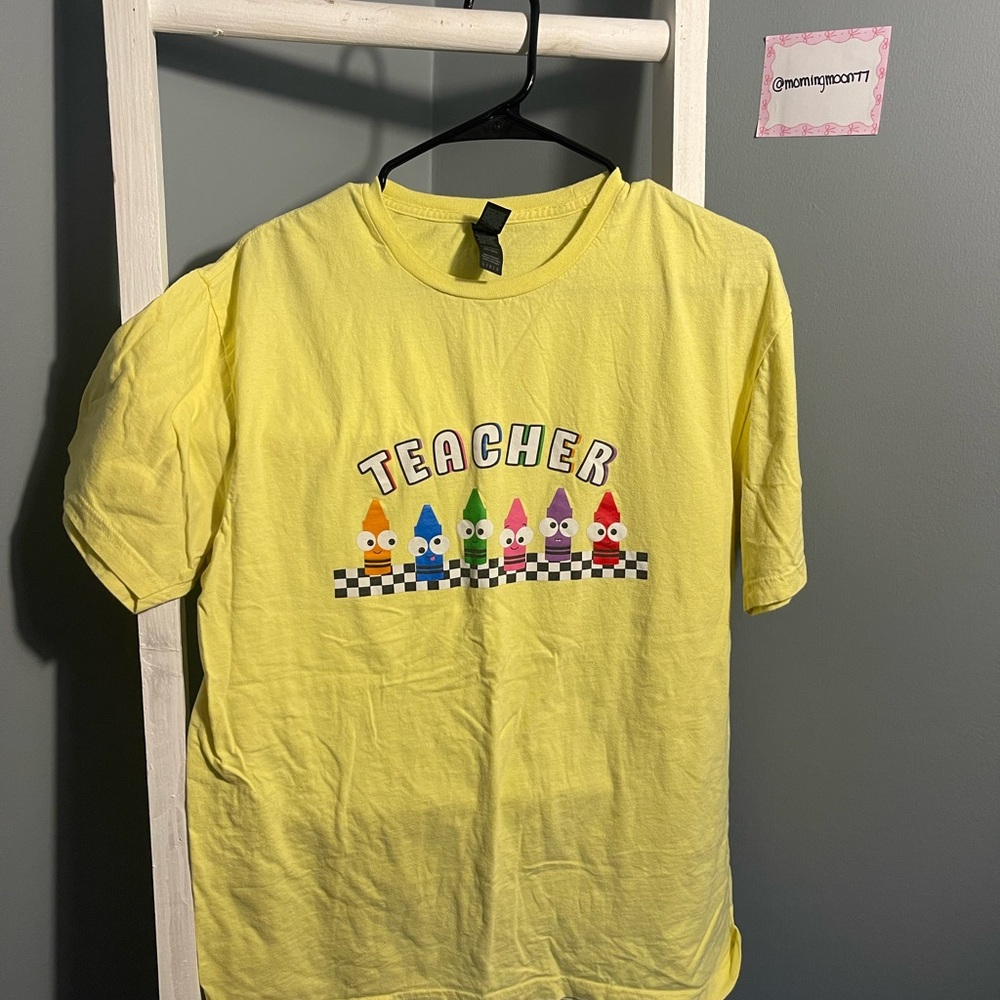 Gildan Yellow Women’s Tee with Crayon Characters